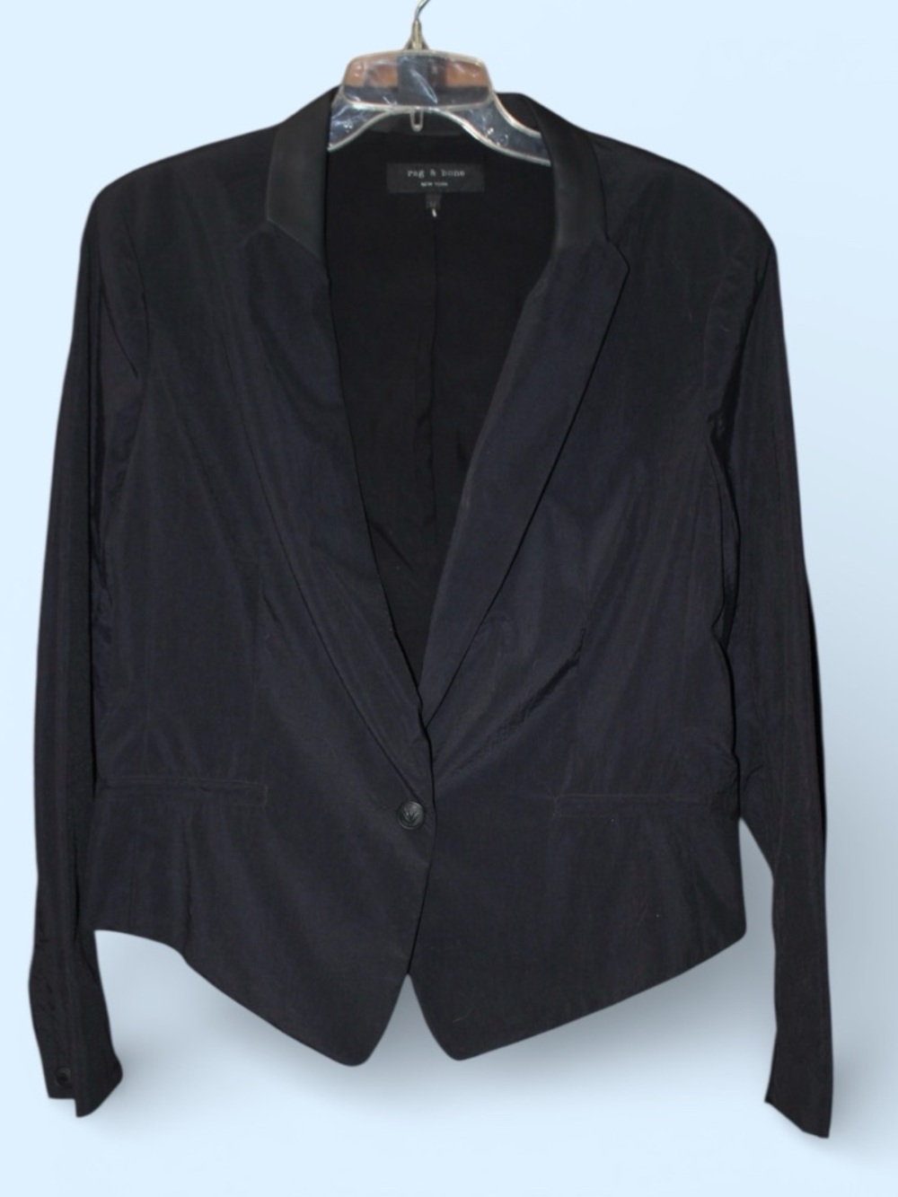 Rag and Bone Black Nylon & Leather Blazer Jacket  12 NWOT $468